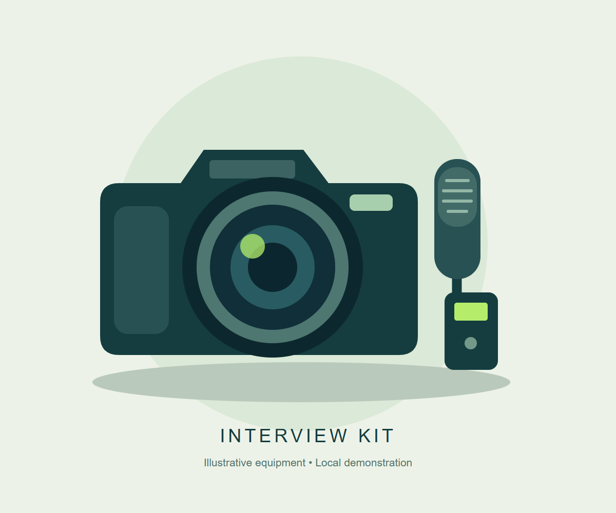 Illustrative camera and microphone rental kit.