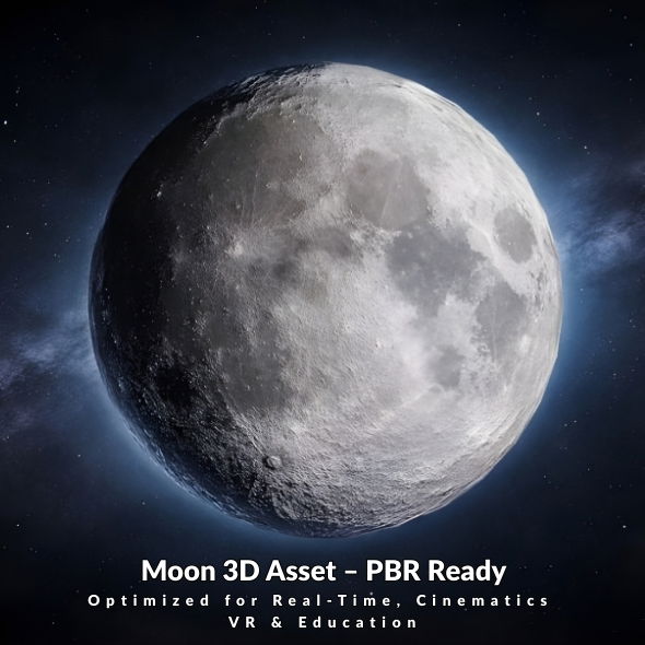 Realistic Low-Poly Moon 3D Model